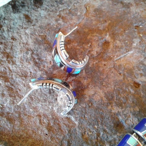 Sterling Silver multi inlay choker necklace set - Picture 4 of 16